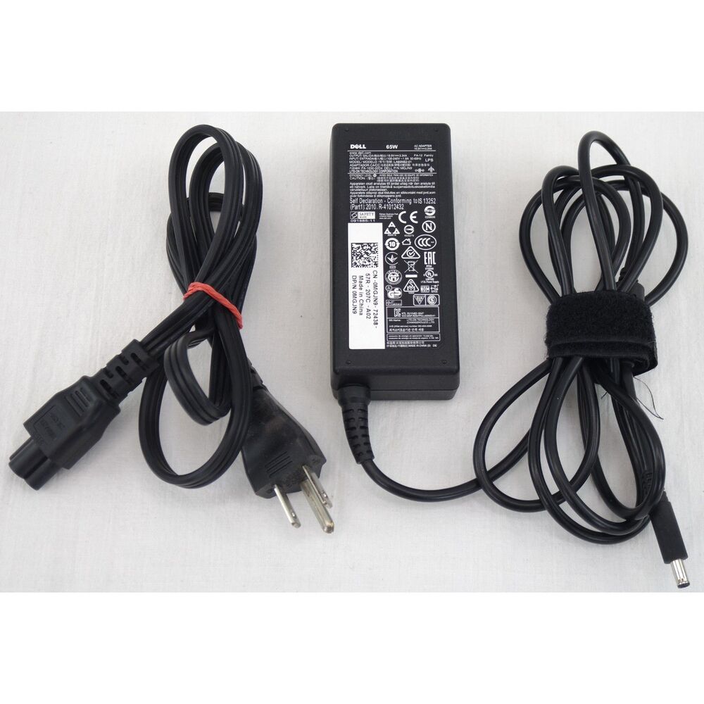 Dell 65W AC Adapter LA65NS2-01 | 19.5V, 3.34A, Genuine OEM Laptop Charger, Grd A